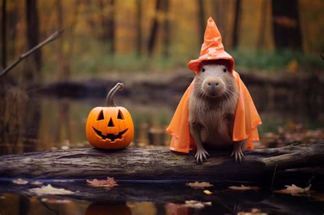 Premium AI Image | capybara in a Halloween costume capybara at a masquerade Generative AI