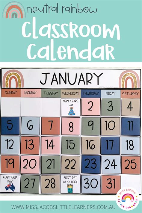 Modern BOHO RAINBOW Classroom Calendar & Weather Display | Editable Neutral | Classroom calendar ...