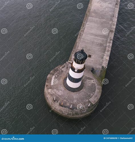 Aerial Shot Above Seaham Lighthouse and Pier in 4k, Durham, UK Stock ...