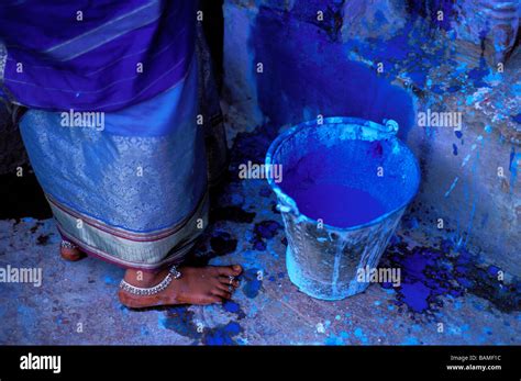 India, Rajasthan State, Jodhpur, the old blue city, painting on a facade during the Dipawali ...