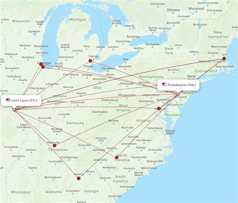 All flight routes from Saint Louis to Philadelphia, STL to PHL - Flight Routes