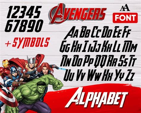 Avengers font svg avengers alphabet avengers numbers | Etsy