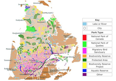 Interactive Map of Quebec's National Parks and Provincial Parks