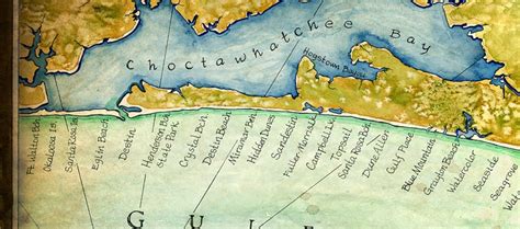 30A Emerald Coast Map Art 12 X 24 30A Florida - Etsy