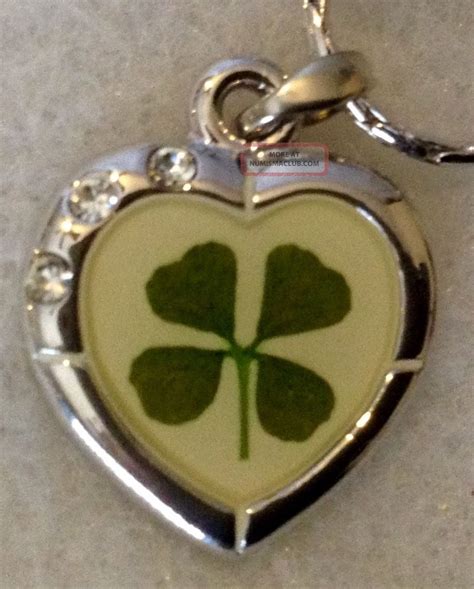 Four Leaf Clover Heart Necklace Four Leaf Clover Pendant Good Luck Charm