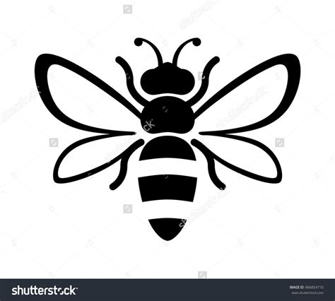 Graphic illustration of silhouette honey bee. Isolated on background ...