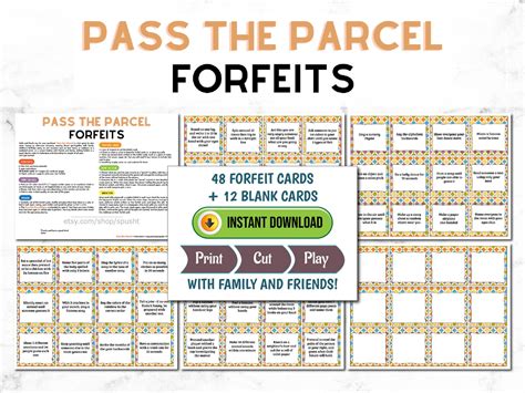 Pass the Parcel Game Forfeits Birthday Party Game Printable - Etsy ...