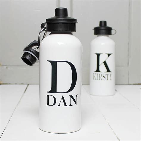 personalised monochrome initial water bottle by snapdragon | notonthehighstreet.com