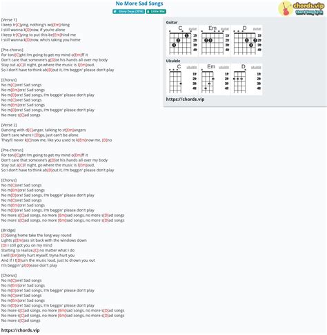 Chord: No More Sad Songs - tab, song lyric, sheet, guitar, ukulele | chords.vip