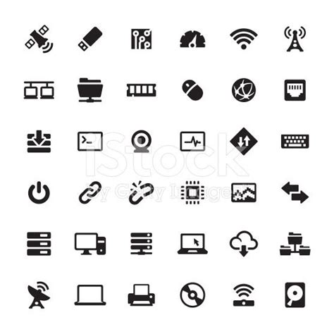 the icons are black and white, with different types of devices in each ...