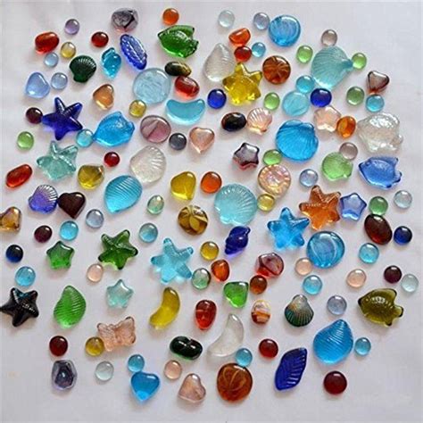 Glass Colorful Fish Tank Pebbles Beads Stones Nugget Marbles Aquarium Bowl Supplies Fish Tank ...