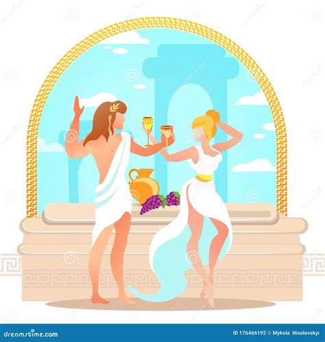 Dionysus And Ariadne Ancient Greek God And Goddess Vector Illustration | CartoonDealer.com ...