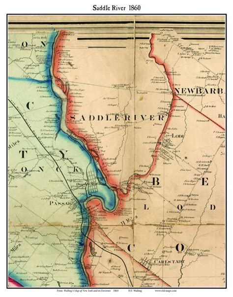 Saddle River, New Jersey 1860 Old Town Map Custom Print - NYC Environs - OLD MAPS