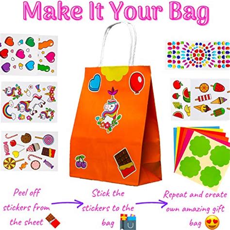 NIMU 24 Pieces Rainbow Colors Paper Bags With Handles DIY Do it ...