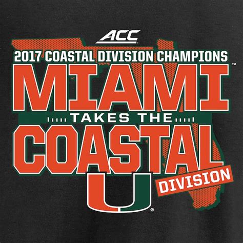 Men's Fanatics Branded Black Miami Hurricanes 2017 ACC Coastal Football ...