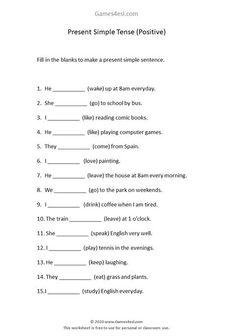 Present Simple Tense Exercises | ESL Worksheets For Beginners | Past ...