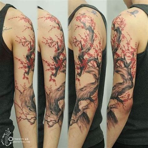 Tree sleeve tattoo, Cherry tree tattoos, Sleeve tattoos