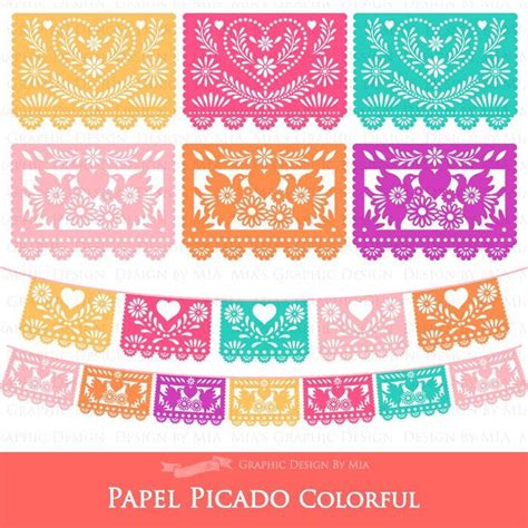 Papel Picado Clipart Mexican Bunting Banner Fiesta Bunting - Etsy | Papel picado, Bunting banner ...