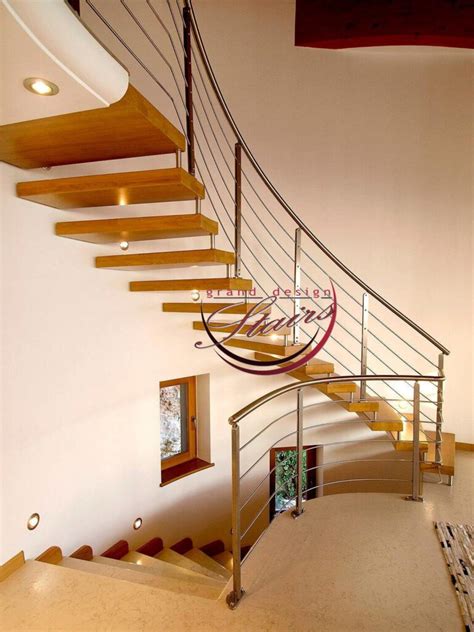 Cantilever Floating Curved Staircases Modern Design