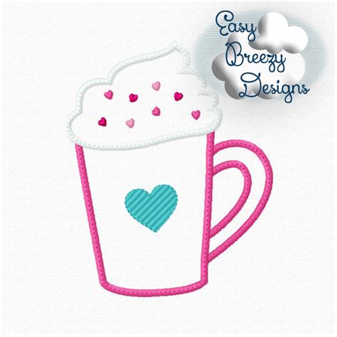 Cappucino Applique Design File, Coffee Cup Applique Design - Digital Download Files • Easy ...