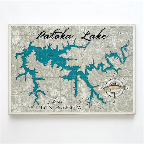 Patoka Lake, IN Plank Map – MapMom