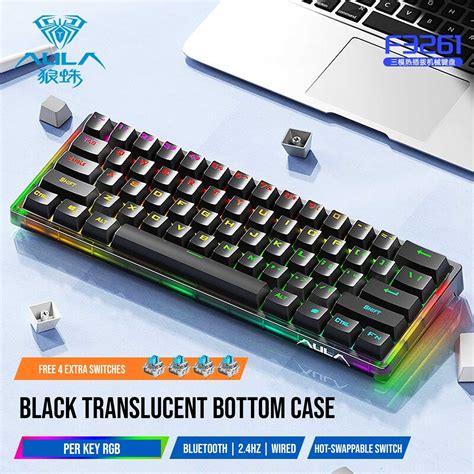 Aula F3261 Wireless + Bluetooth HotSwap Mechanical RGB Gaming Keyboard (Black) - ProGear Cambodia