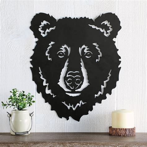 Silhouette Bear Head Metal Wall Art | Collections Etc.