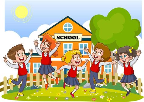 happy cute little kids boy and girl study with teacher.illustrations of cheerful children's ...