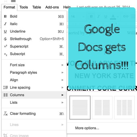 The Tech Savvy Science Teacher: Google Docs gets Columns!!!!