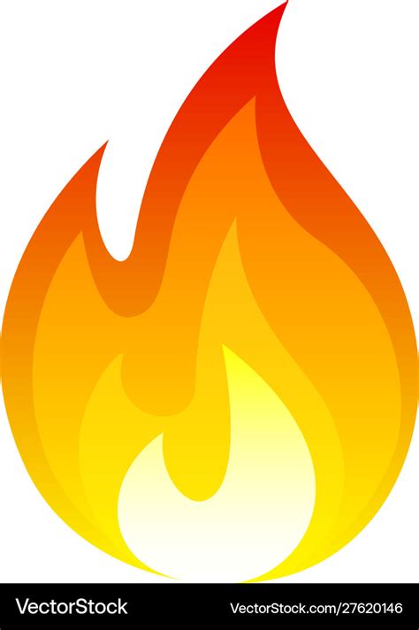 Flame fire icon bright hot symbol Royalty Free Vector Image