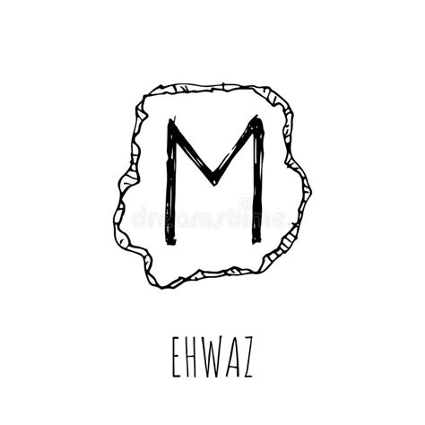 Ehwaz Rune Written on a Stone. Vector Illustration Stock Vector ...