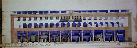 Shop and Office Block in an Arcaded Street & Warehouse Block in Arcaded Street by Charles Rennie ...