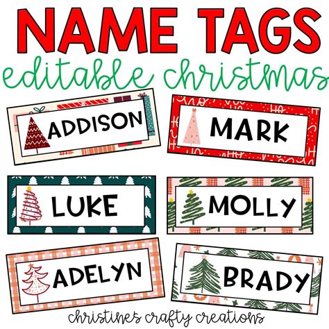 Christmas Name Tags L Editable - Etsy