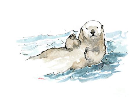 Sea otter Drawing by Ang El - Fine Art America