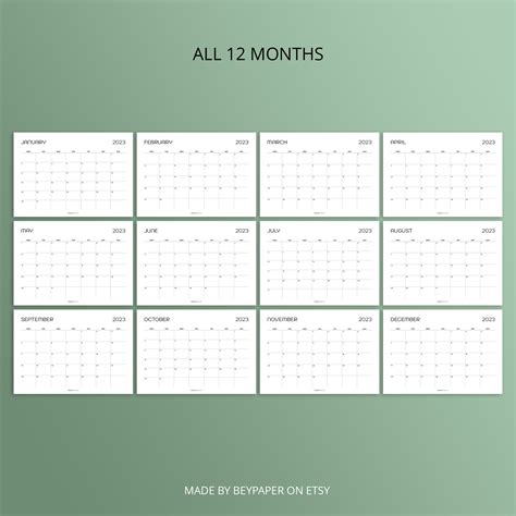 Printable 2023 Calendar Monthly Planner, Minimalist Calendar 2023 ...