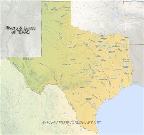 Physical map of Texas