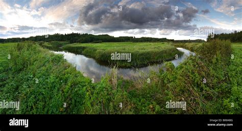 Panorama of Pedja river at Alam-Pedja nature reserve, Estonia, Europe ...