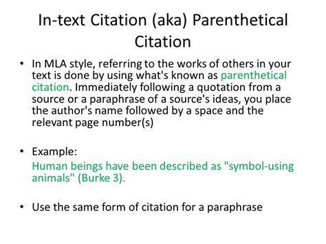 mla paraphrasing format