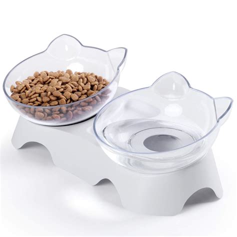 Cat Bowls, Cat Food Bowls Elevated Double Cat Bowls with 15°Tilted ...