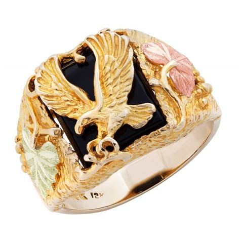 10K Black Hills Gold Eagle Mens Ring By Landstroms - BlackHillsGold.Direct