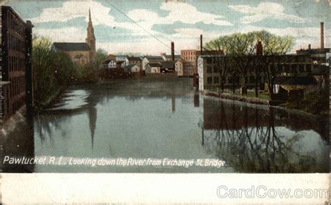 Down River from Exchange St. Bridge Pawtucket, RI Postcard