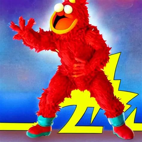 angry buff Elmo turns super Saiyan, sesame street, 90s | Stable Diffusion