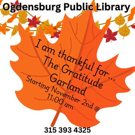 Coming to Ogdensburg Public Library November 2024