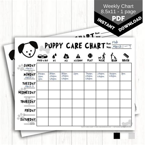 Weekly Puppy Care Chart PRINTABLE Dog Chore Chart for Kids | Etsy in ...