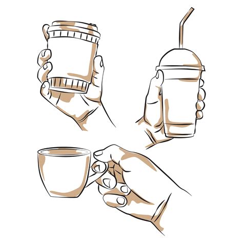 Hand holding coffee sketch 4971961 Vector Art at Vecteezy