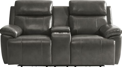 Barolo Gray Triple Power Reclining Console Loveseat - Rooms To Go