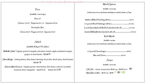 Menu at Grand Canyon Lodge Dining Room restaurant, North Rim