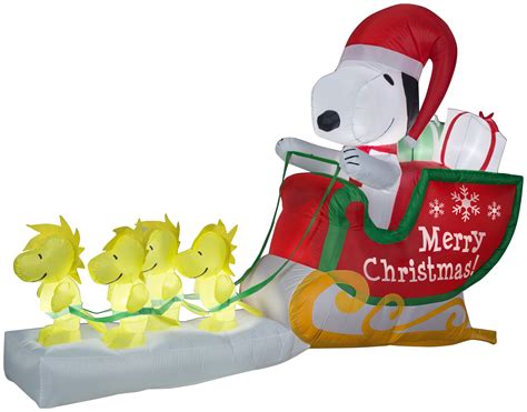 Gemmy 8' Airblown Inflatable Snoopy as Santa in Sleigh Scene - Walmart ...