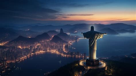 Premium AI Image | Night view of Christ the Redeemer