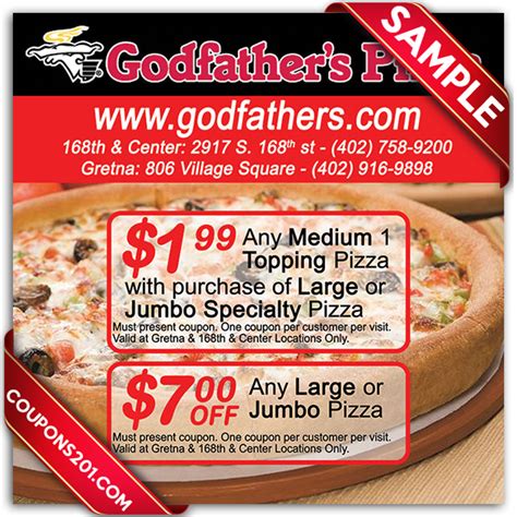 Godfather's pizza Printable Coupon December 2016